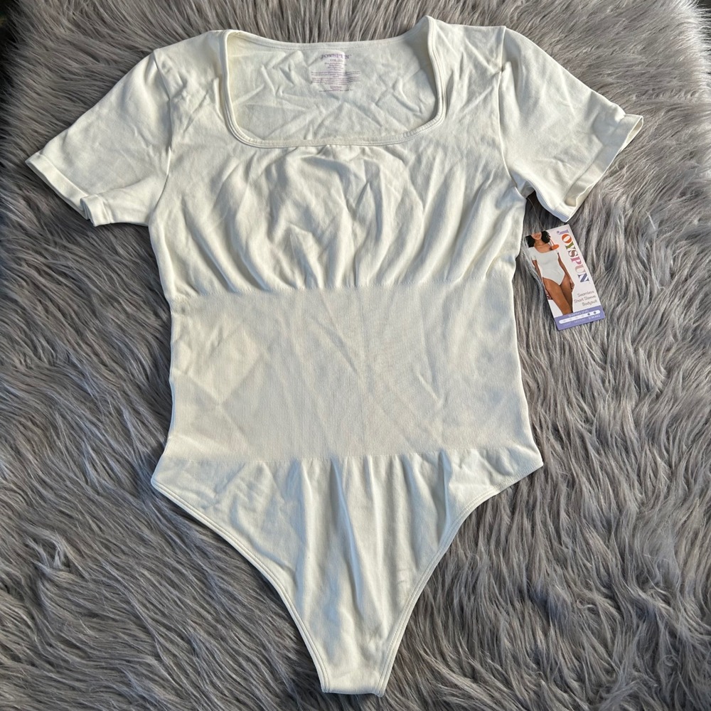 Joyspun Seamless Short Sleeve Thong Bodysuit Womens Size XXXL (22) White